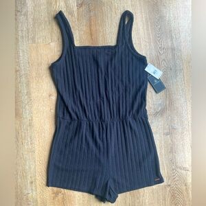 Volcom Black Ribbed Lounge Romper M NWT Soft Knit Sleeveless Lived In